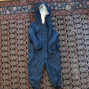 Navy Hooded Waterproof One-Piece Rain Suit